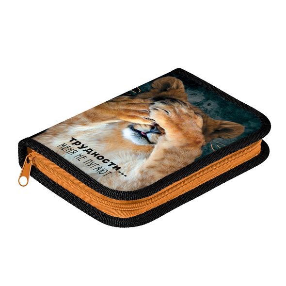 Пенал Hatber 190х130мм 1 отделение на молнии Soft-touch -Real king-  в индив.упак. , 